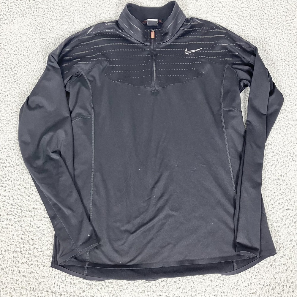 Nike Dri-FIT Pullover Mens Medium Black 1/4 Zip Tiger Woods Golf Performance